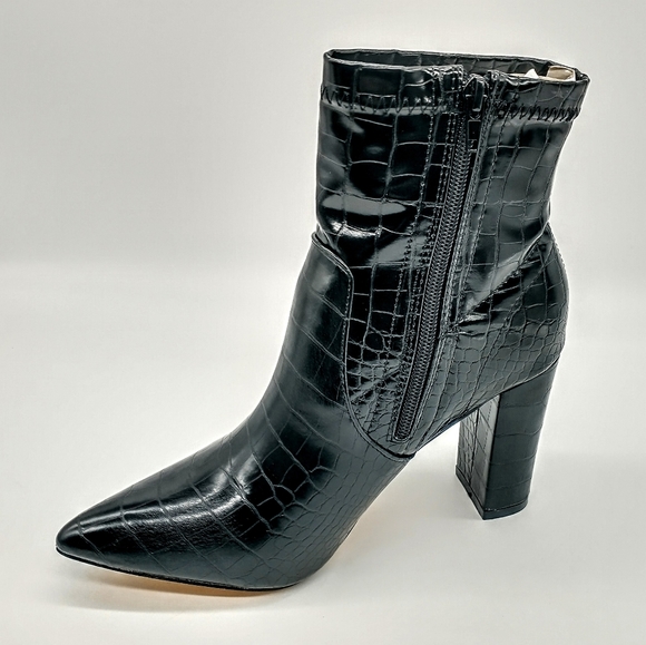 Catherine Malandrino Black Ankle Boots Snakeskin - Picture 4 of 9